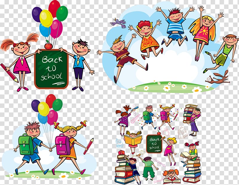 back to school illustration, Student Teachers\' Day School Education, Cartoon child material transparent background PNG clipart