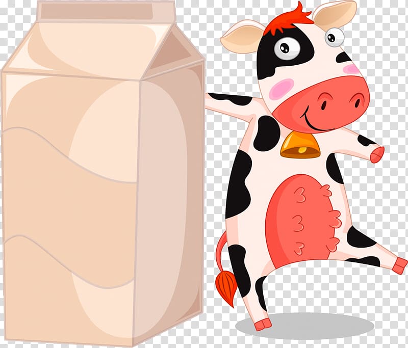 Milk Cattle Carton Cartoon, Milk Cow transparent background PNG clipart