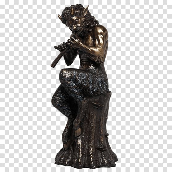 Bronze sculpture Nymphs and Satyr Classical sculpture Pan, Flute transparent background PNG clipart