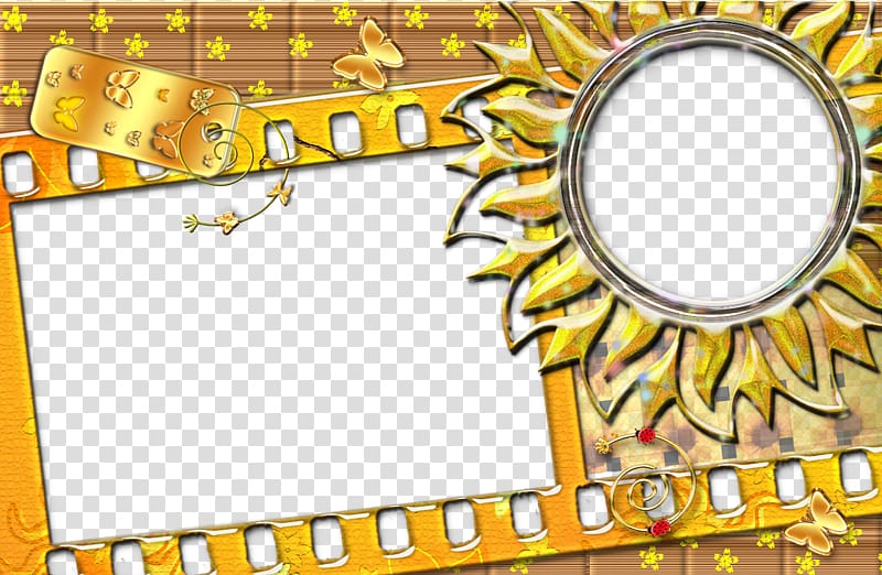 graphic film Film frame frame, Yellow sun retro decorative film,frame transparent background PNG clipart