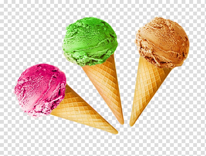 Ice cream cone Chocolate cake Ice cream cake, Three color cones taste transparent background PNG clipart