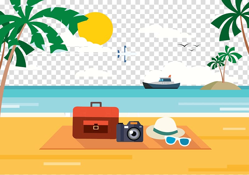 Beach Poster Illustration, Holiday Beach transparent background PNG clipart