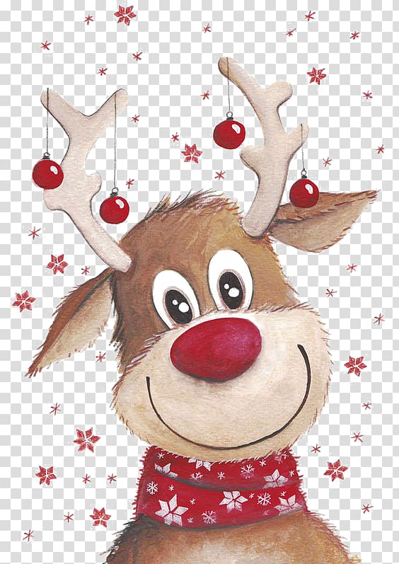 brown deer illustration, Rudolph Santa Claus\'s reindeer Santa Claus\'s reindeer , Christmas deer transparent background PNG clipart