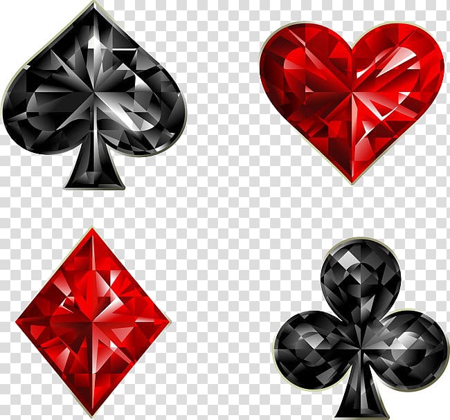 four red and black diamond, heart, spade, and club , Suit Espadas Carreau Klxf8ver Copas, European Cup quiz transparent background PNG clipart