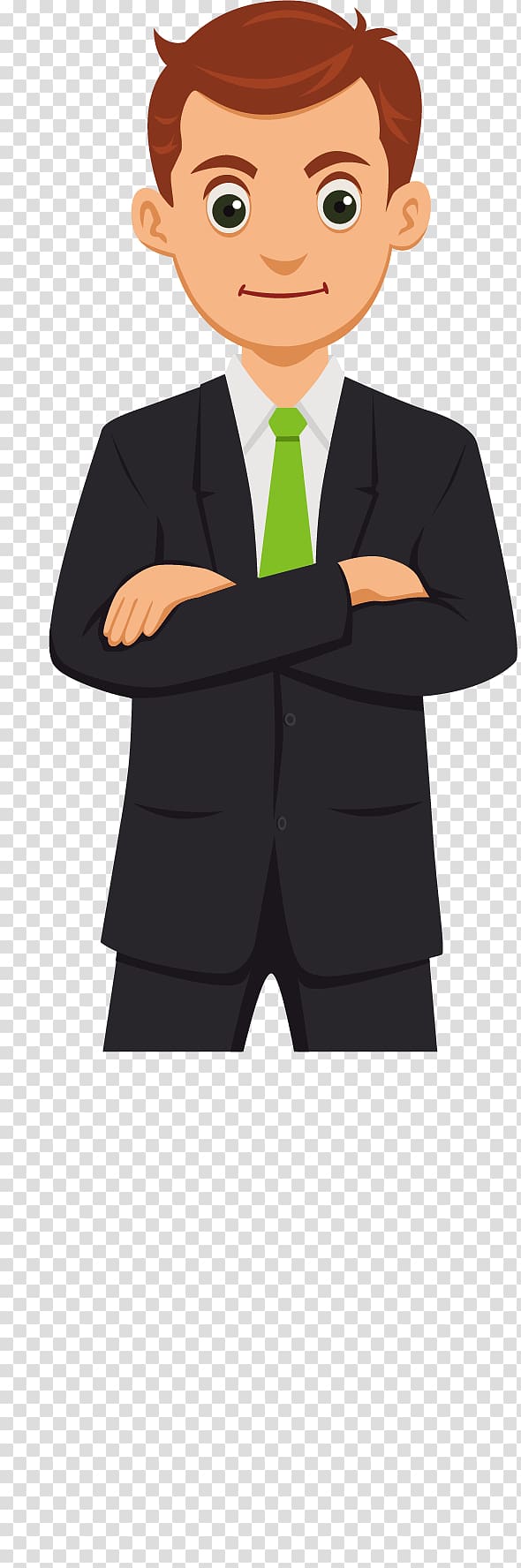 Cartoon Commerce, cartoon business man, man wearing black suit jacket transparent background PNG clipart