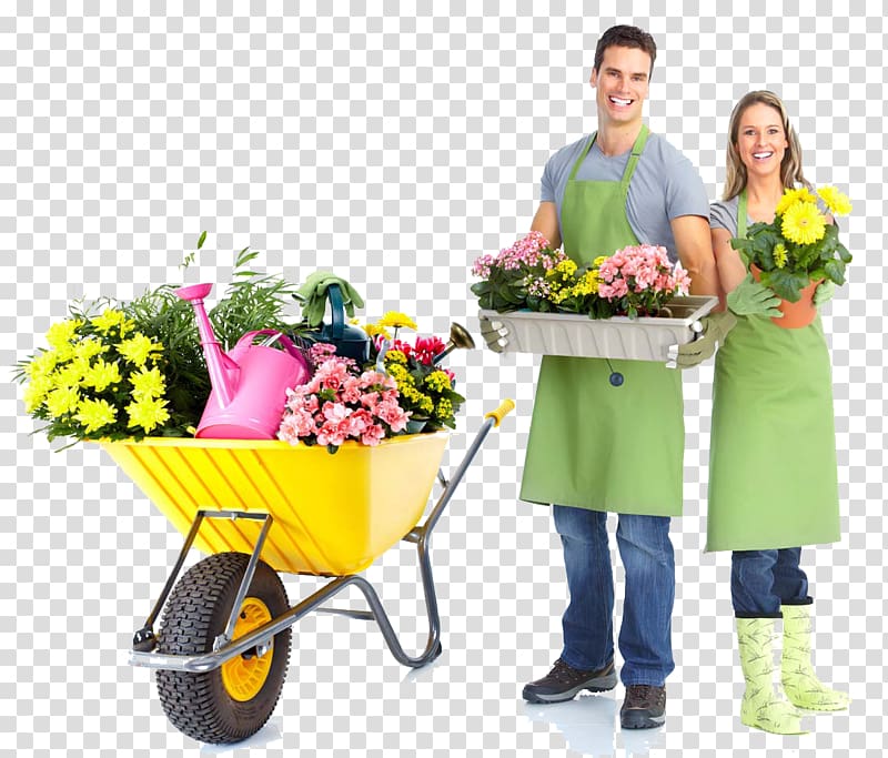 Gardening Landscaping , Fashion male and female couple gardening transparent background PNG clipart