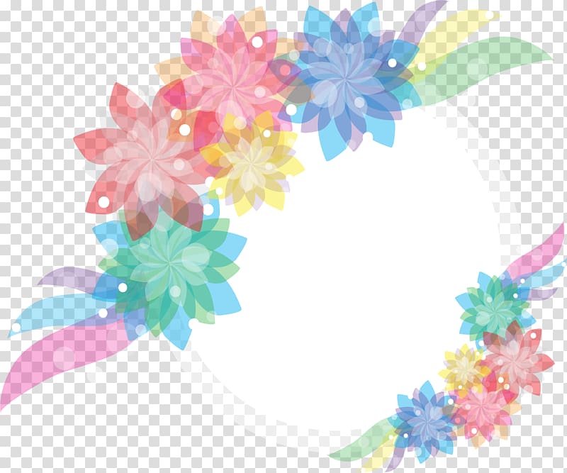 multicolored flower wreath , Flower, Hand-painted colorful flowers transparent background PNG clipart