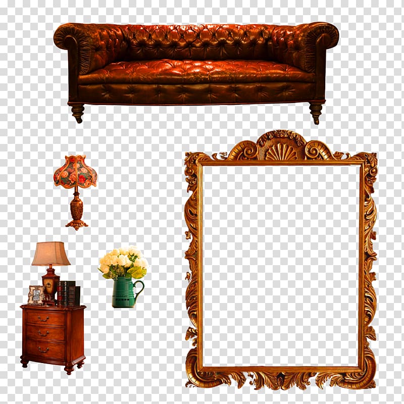 , Brown simple sofa frame decoration pattern transparent background PNG clipart