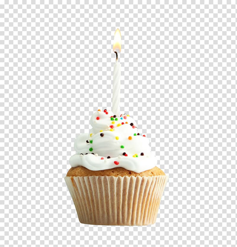 cupcake with lighted birthday candle, Cupcake Muffin Tart Torte Birthday cake, Cake with candles transparent background PNG clipart