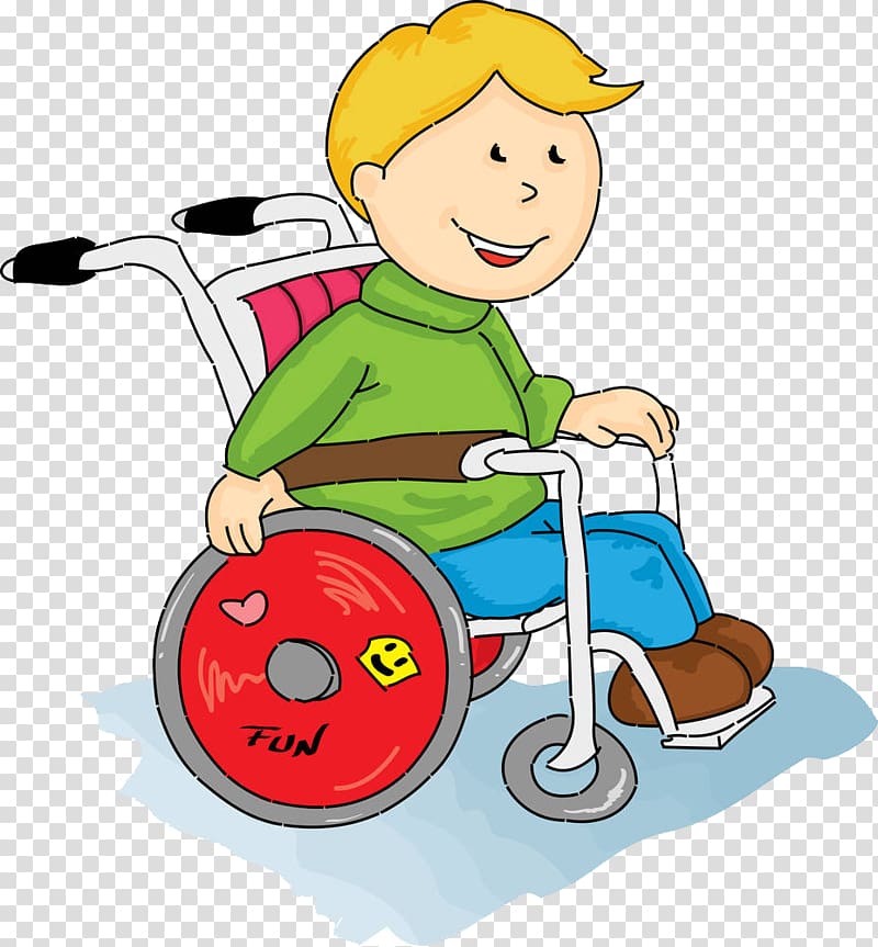 children siting on wheelchair , Disability Wheelchair Cartoon Illustration, A child in a wheelchair transparent background PNG clipart