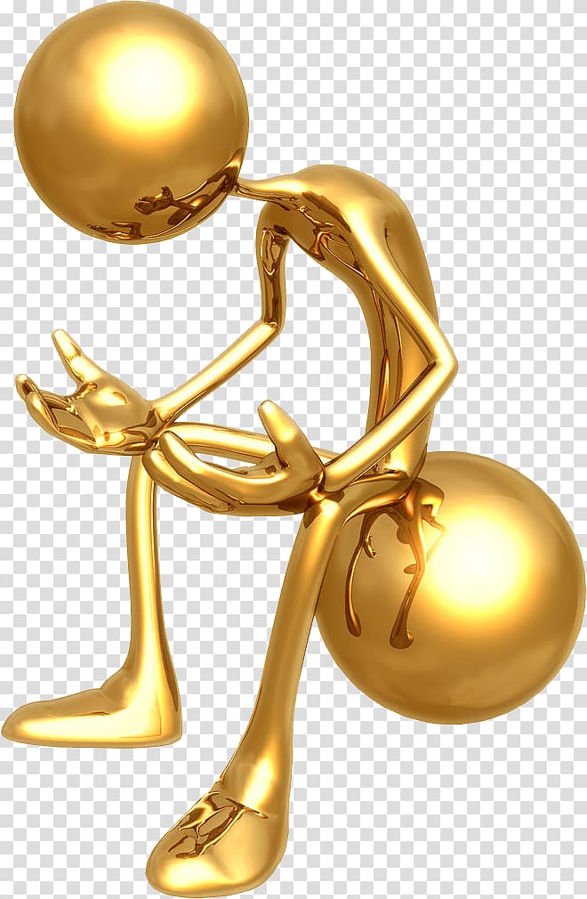 3D computer graphics Stick figure illustration, golden man transparent background PNG clipart