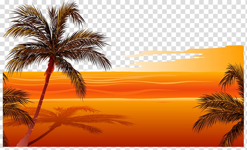 desert illustration, Beach Sunset Drawing , sunset beach transparent background PNG clipart