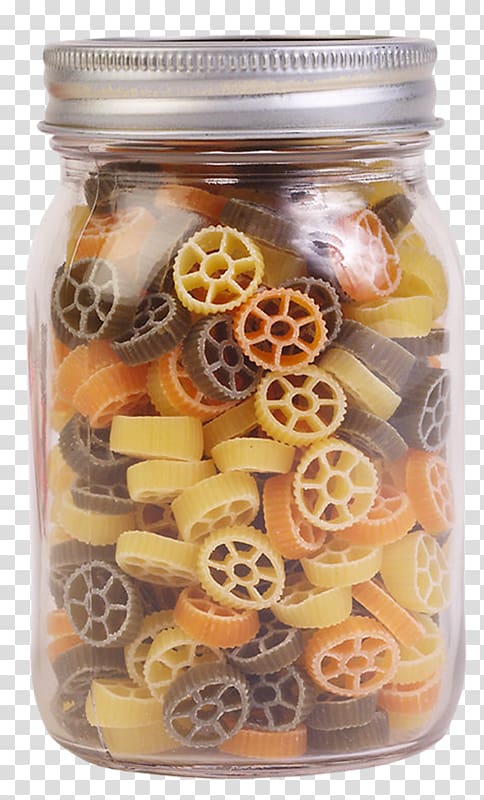 Pasta Italian cuisine Macaroni Spaghetti , A jar of biscuits transparent background PNG clipart