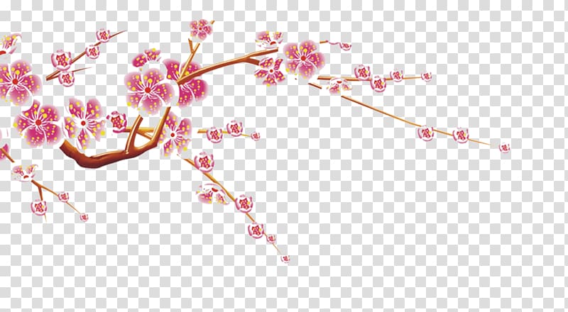 Chinese New Year Plum blossom Traditional Chinese holidays Falun Gong, Cartoon Plum transparent background PNG clipart