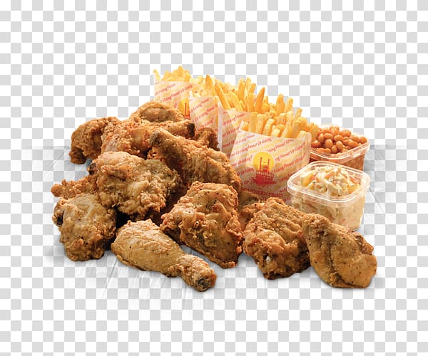 Fried chicken Chicken and chips Take-out Cuisine of the Southern United States French fries, american-style fried chicken wings transparent background PNG clipart