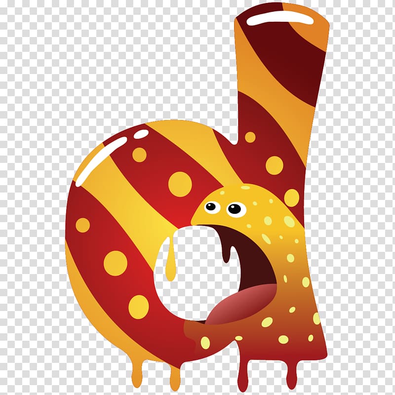 cartoon hand-painted monster letter d transparent background PNG clipart