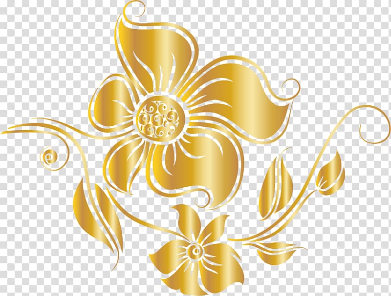 luxury golden flower transparent background PNG clipart