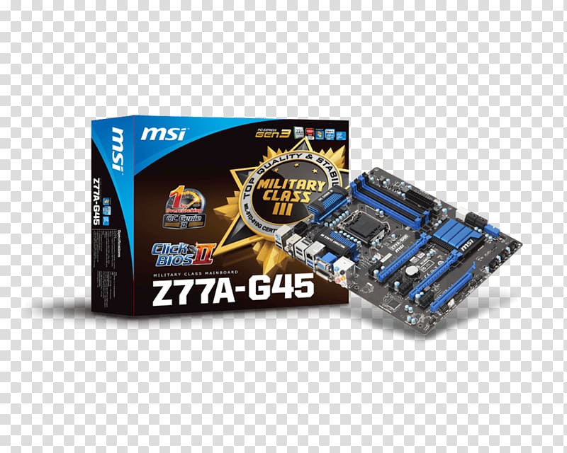 Intel Motherboard LGA 1155 MSI B75A-G43, Sandy Bridge transparent background PNG clipart