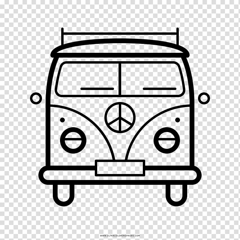 Hippie Coloring book Drawing, hippie bus transparent background PNG clipart