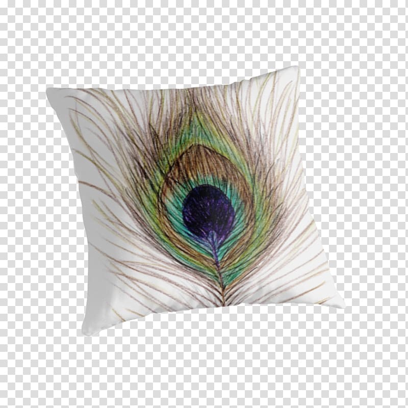 Throw Pillows Feather Material, color peacock feathers transparent background PNG clipart