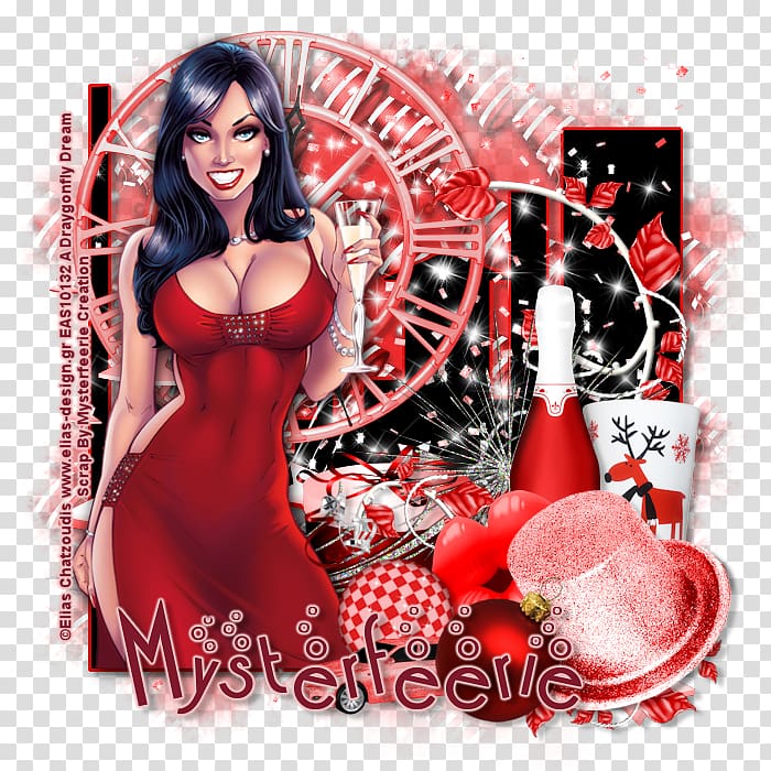 Pin-up girl Advertising Album cover Blood, new year label transparent background PNG clipart