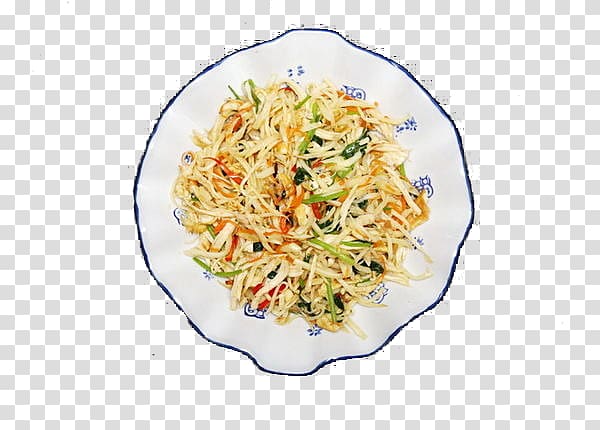 Singapore-style noodles Chow mein Chinese noodles Yakisoba Fried noodles, Pork bamboo shoots transparent background PNG clipart