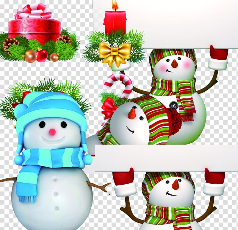 Christmas ornament Snowman , Snowman holding a sign transparent background PNG clipart