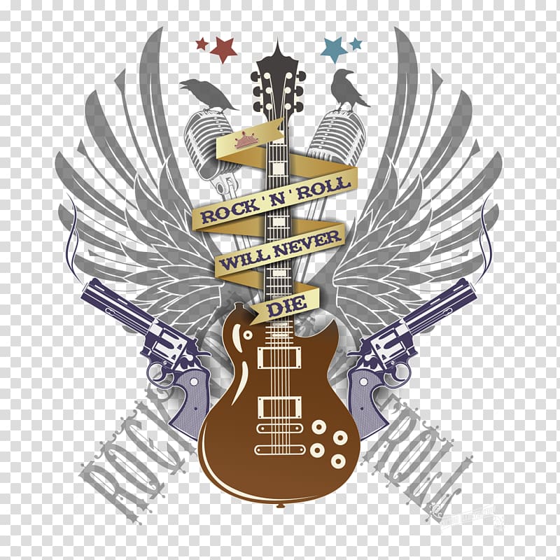 Rock 'n' Roll Will Never Die logo, Guitar Rock music Heavy metal, Rock transparent background PNG clipart