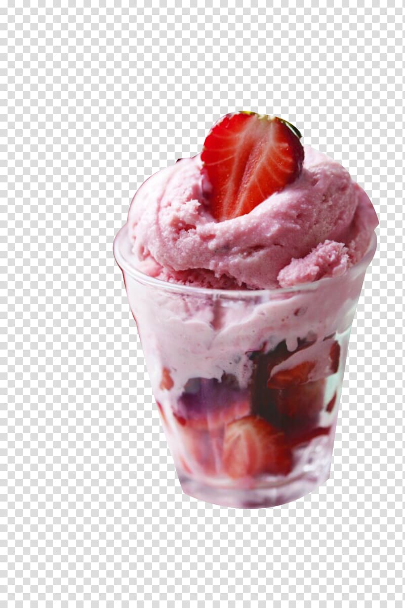 Strawberry ice cream Mousse Parfait, Cup strawberry jam transparent background PNG clipart