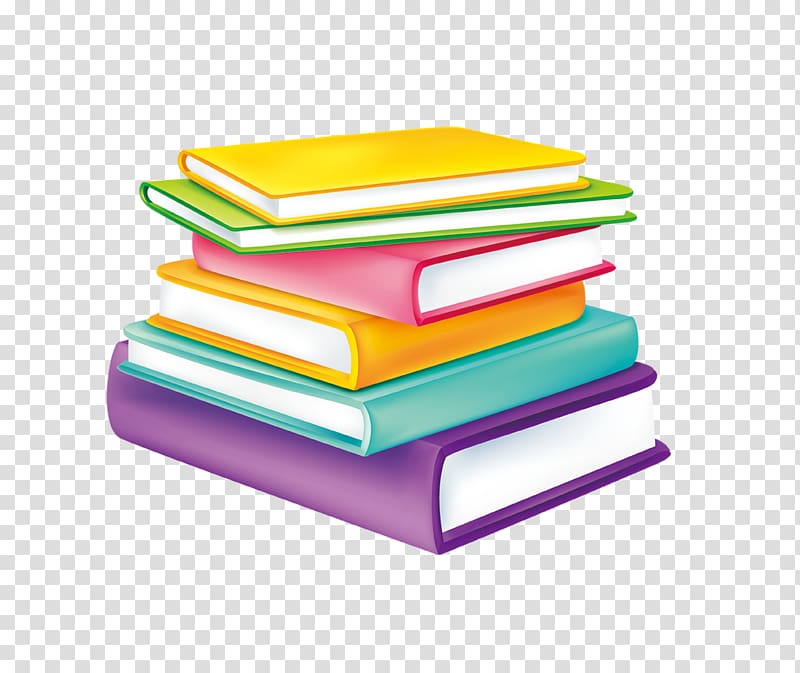 color cartoon books stacked together transparent background PNG clipart