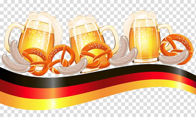 Beer Flag of Germany Illustration, German flag sausage and bread beer mug illustration transparent background PNG clipart