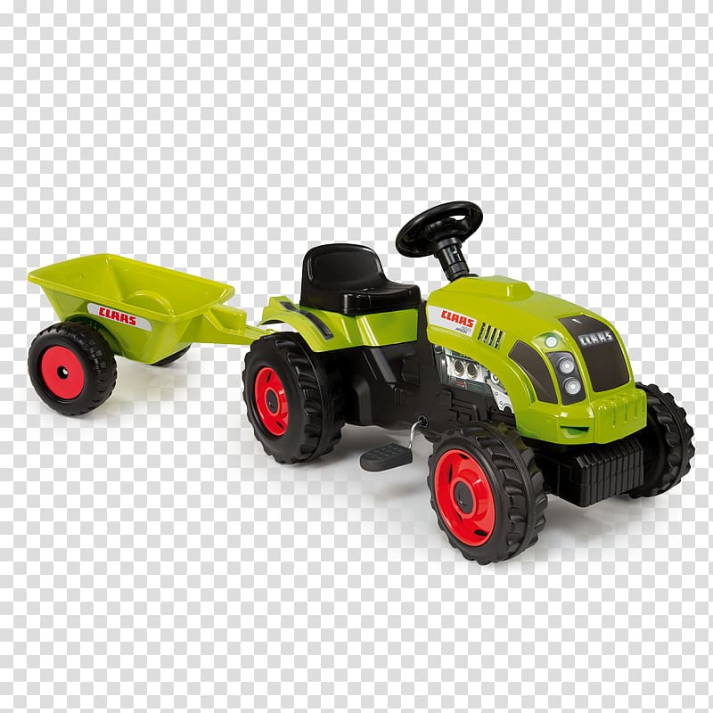 Smoby 710107 Classs Licensed Tractor Toy SMOBY KINDERTRAKTOR CLAAS MIT ANHÄNGER Smoby 710108 Tractor Toy with Trailer, claas tractors transparent background PNG clipart