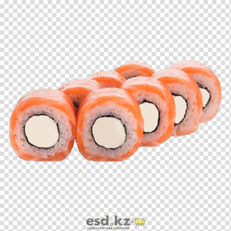 Makizushi Tempura Shrimp Mount Kumotori Tobiko, sushi plate transparent background PNG clipart