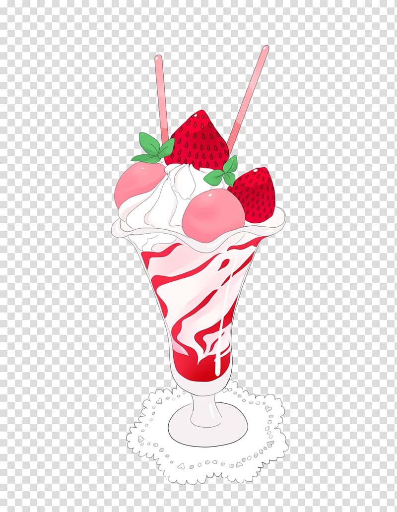 Sundae Parfait Ice cream Milkshake Drawing, cartoon strawberry juice dripping transparent background PNG clipart