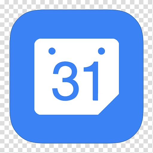 31 calendar logo, electric blue area text, MetroUI Google Calendar transparent background PNG clipart
