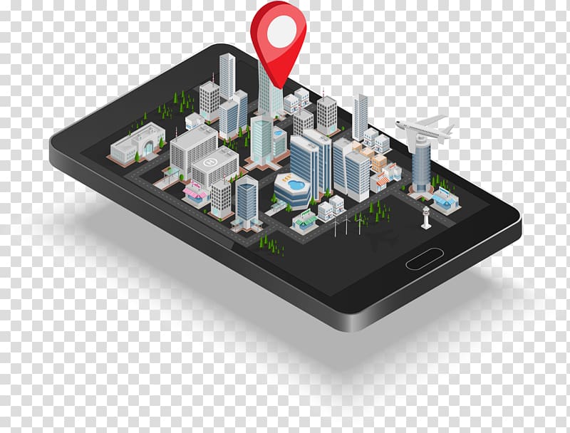 GPS navigation device Isometric projection 3D computer graphics Illustration, Black mobile city transparent background PNG clipart