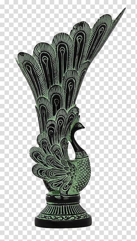 Vase Asiatic peafowl Bronze Decorative arts, Peacock Decoration side transparent background PNG clipart