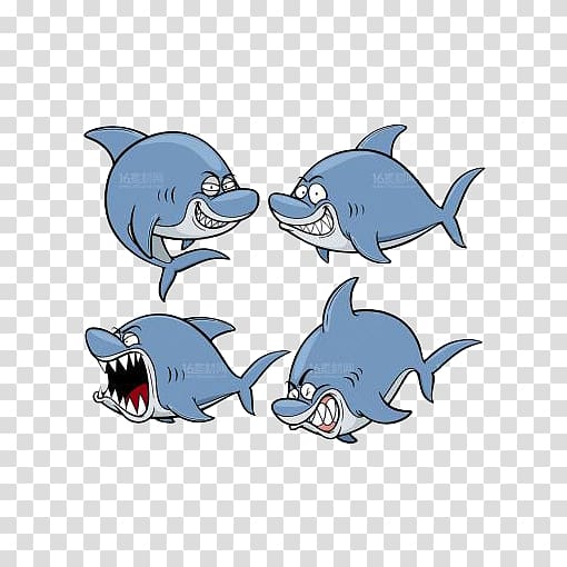 Shark Cartoon Illustration, Blue dolphin transparent background PNG clipart