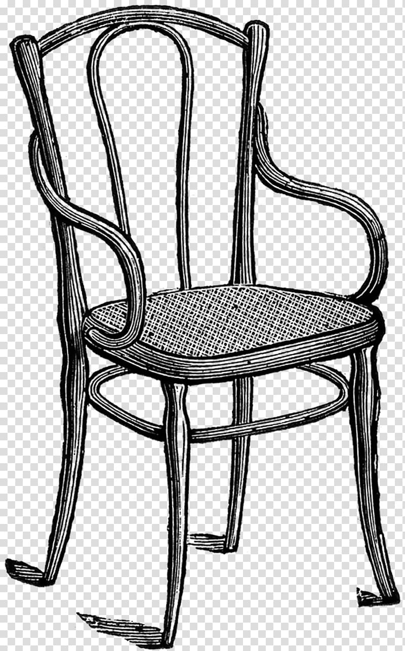 Drawing Wing chair Black and white, chair transparent background PNG clipart