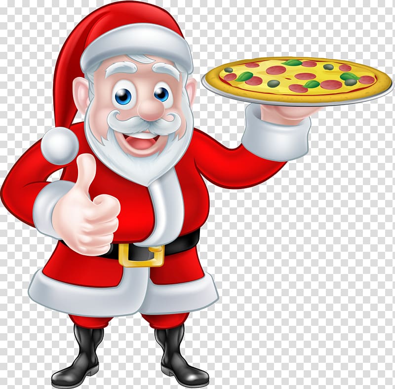 Pizza Santa Claus Take-out Italian cuisine Christmas, Pizza transparent background PNG clipart