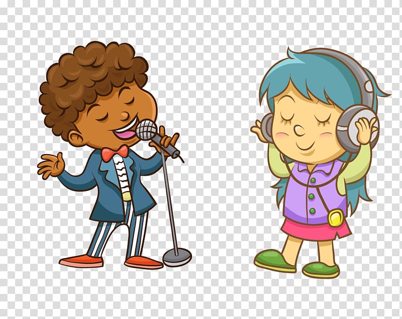 Cartoon Singing Song Illustration, Boys Singing transparent background PNG clipart