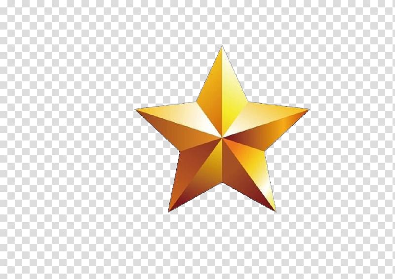 Yellow Star Color, Golden yellow hand-painted five-star transparent background PNG clipart