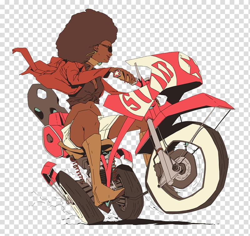 Motorcycle Poster Illustration, Motorcycle Woman transparent background PNG clipart