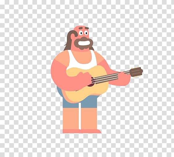 Acoustic guitar Animation Illustration, Flat uncle transparent background PNG clipart