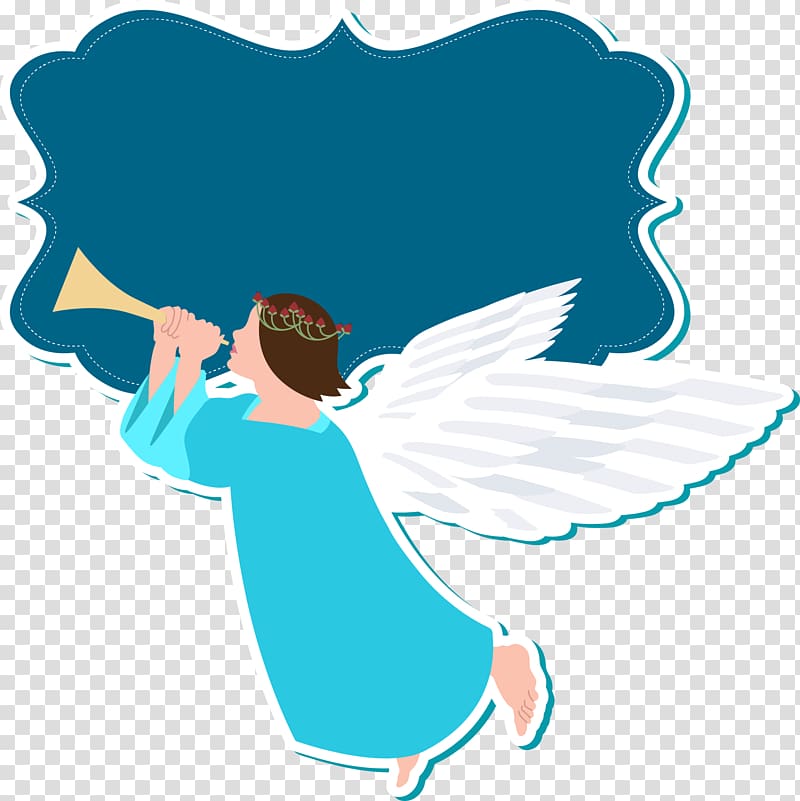 Angel Illustration, Hand-painted angel tag transparent background PNG clipart