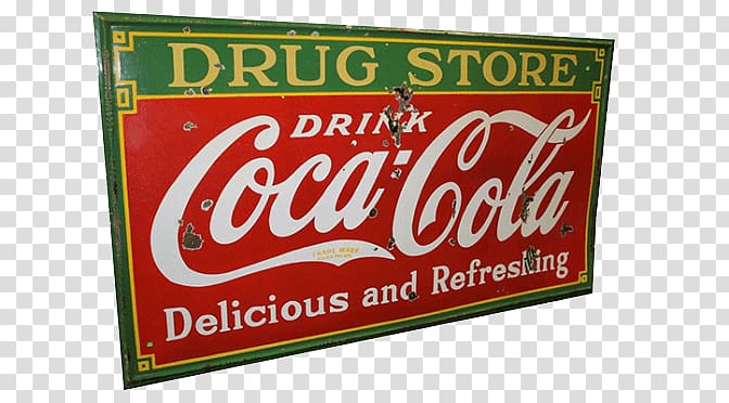 green and red Coca-Cola signage, Drugstore Coca Cola Sign transparent background PNG clipart