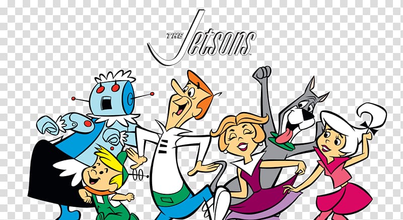 George Jetson Elroy Jetson Barney Rubble Wilma Flintstone Betty Rubble, others transparent background PNG clipart