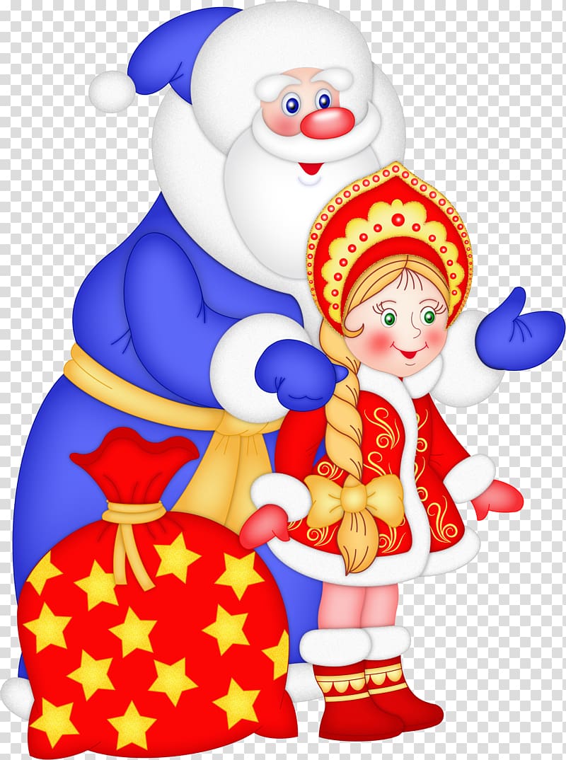 Ded Moroz Snegurochka New Year tree grandfather Holiday, Saint Nicholas transparent background PNG clipart