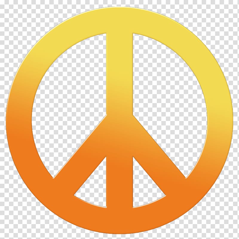 yellow and orange piece logo, 1960s Peace symbols Hippie , Peace Sign HD transparent background PNG clipart