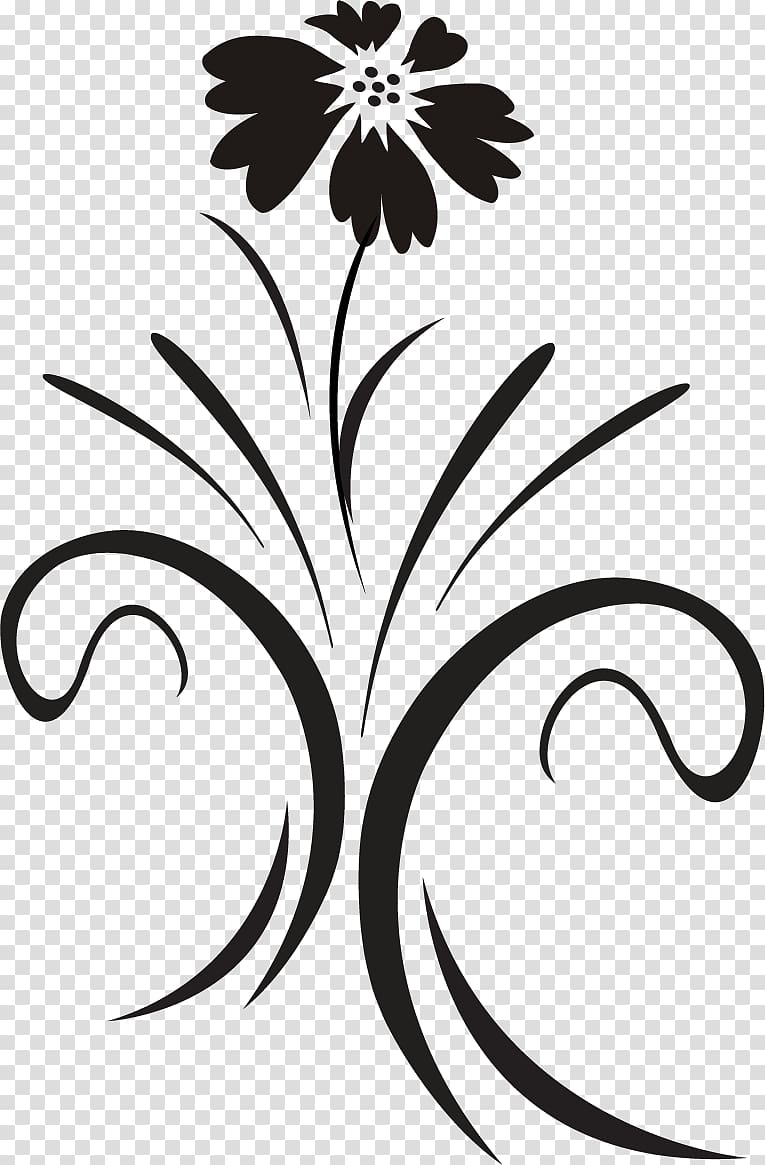 Floral design Black and white Ornamental plant Graphics, Hand-painted plants transparent background PNG clipart